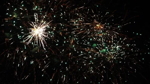 Bright fireworks exploding with lights in sky Stock Footage 278257255