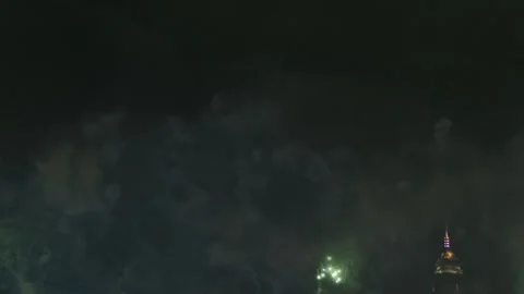 Bright fireworks exploding in night sky Stock Footage 326189554