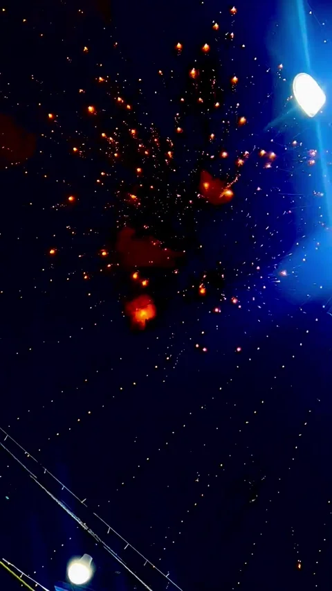 Bright fireworks explosion in the night sky Vídeos de archivo 336849452