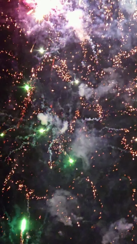 Bright fireworks at night close-up Stock Footage 322022036