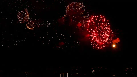 Bright fireworks at night Video stock 200702492