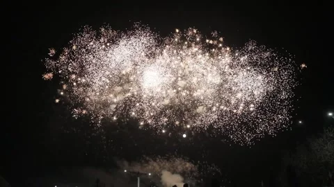 Bright Fireworks at Night Stock Footage 241322809