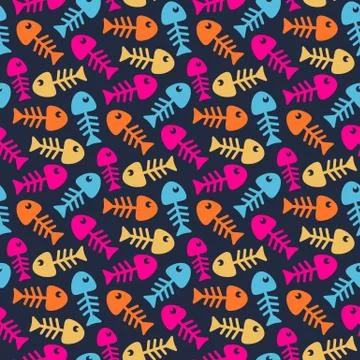 Bright fish bones pattern Stock Illustration