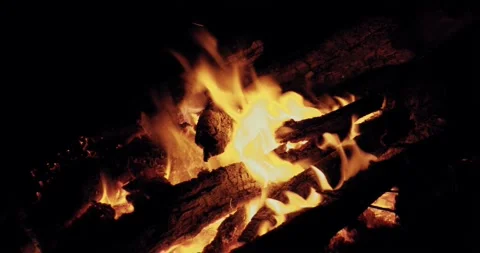 The bright flame of a burning fire  Stock Footage 160047542