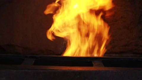 The bright flame of a burning gas fire Stock Footage 146388937