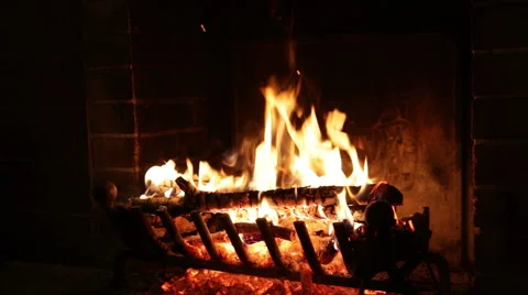Bright flame of fire burns in an old fireplace 스톡 동영상 46440288