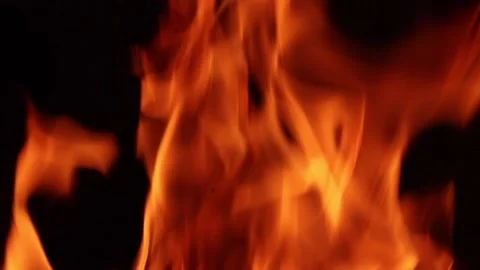 Bright flames consuming firewood in campfire Video stock 336532278