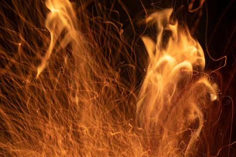 Bright flames of fire for the background, long exposure Stock Photos