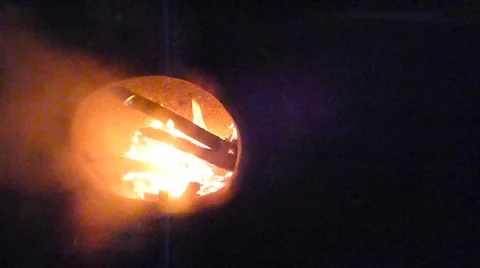 Bright Flames in Fire Pit Stock Footage 10886923