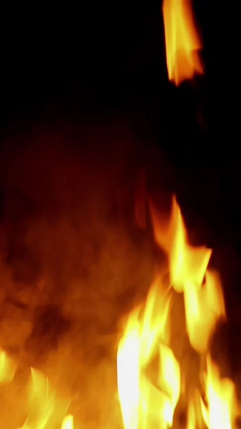 Bright flames moving upward in dark background Stock Footage 318439153