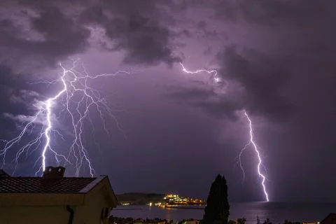 A bright flash of lightning 写真素材