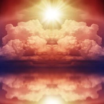 Bright Flash of Red Star over the Sea Stock Illustration