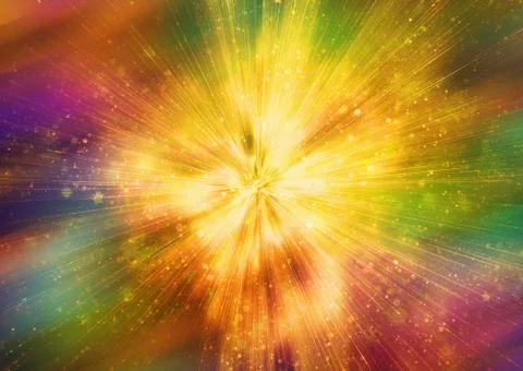 Bright flash on a space color stars background Stock Illustration