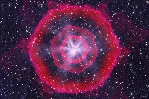 Bright flash on a space stars background Stock Illustration