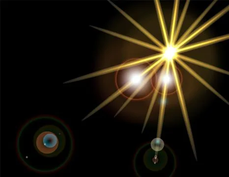 A bright flash of a star. Explosion of light on a black background. illustrat Stock Illustration