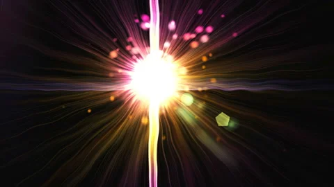 Bright flash with sun glare effects and rays, 3d computer generated coloured Video stock 105602841