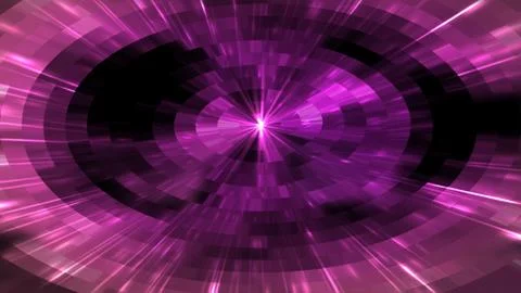 Bright flash in the tunnels with square particles in space, abstract 3d render Stock Illustration