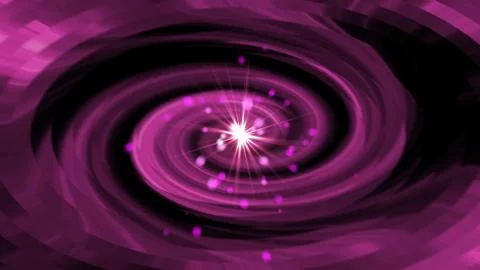 Bright flash in the tunnels with square particles in space, abstract 3d render Illustrazione stock