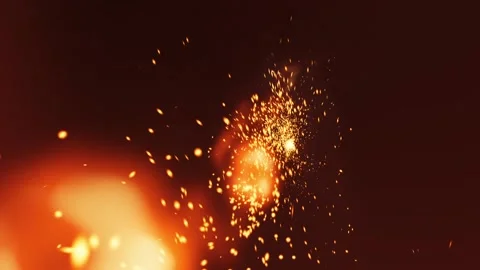 Bright flashes of light, accompanied by many light particles, pierce the black Stock Footage 172279299