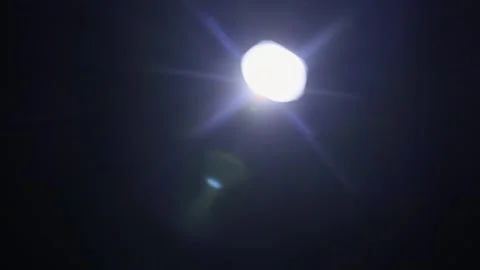 Bright Flashlight Beam Shining In Darkness With Lens Flares Stock Footage 329134129