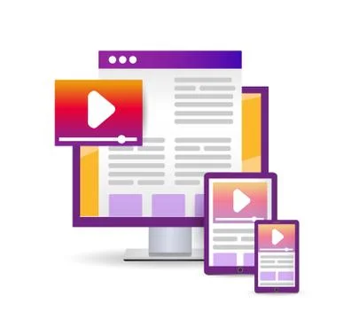 Bright Flat illustration design website. concept cross platform. Stock Illustration
