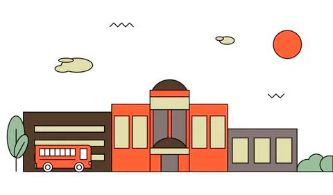 Bright flat illustration of school building Stock Illustration