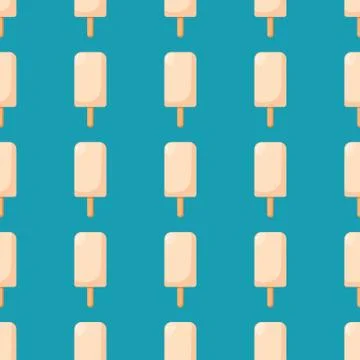 Bright flat seamless pattern with ice cream. Stock Illustration