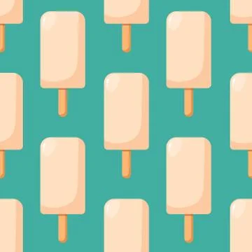 Bright flat seamless pattern with ice cream. Stock Illustration
