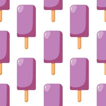 Bright flat seamless pattern with ice cream. Stock Illustration