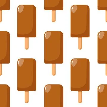 Bright flat seamless pattern with ice cream. Stock Illustration