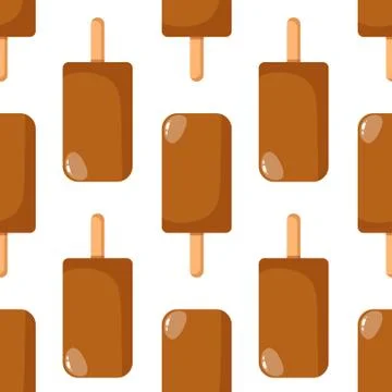 Bright flat seamless pattern with ice cream. Stock Illustration