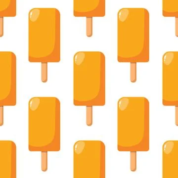 Bright flat seamless pattern with ice cream. Stock Illustration