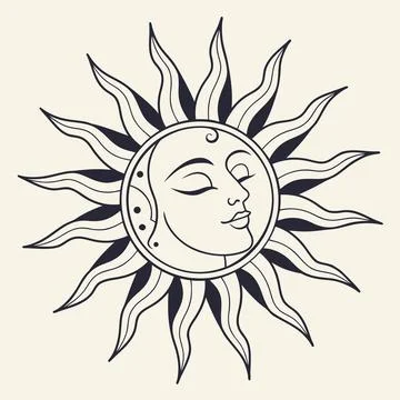 Bright Flat Style Sun with Rays Vector Illustration Stock Illustration