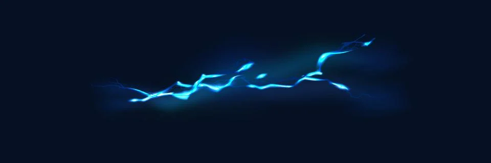 Bright flickering lightning effect, thunderstorm, stormy weather, electric Stock Illustration