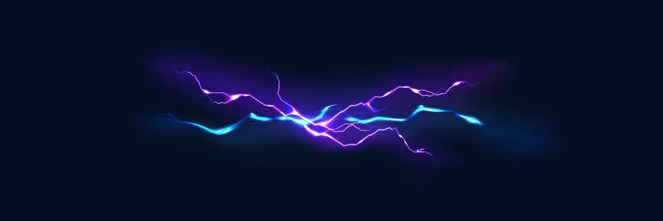 Bright flickering lightning effect, thunderstorm, stormy weather, electric Ilustración de archivo