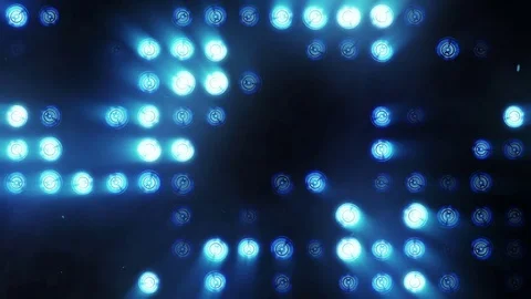 Bright floodlights flashing. Blue. Set of lights turning on and off. Stock Footage 80313430