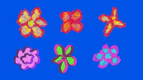 Bright floral abstract pattern on blue with subtle rotation Stock Footage 300763312