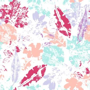 Bright floral background. Seamless leaves pattern. Stock Illustration