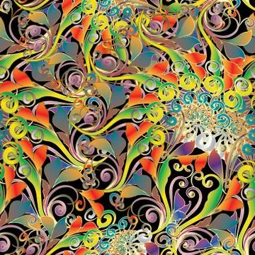 Bright floral damask seamless pattern. Swirls vector colorful background Stockillustratie