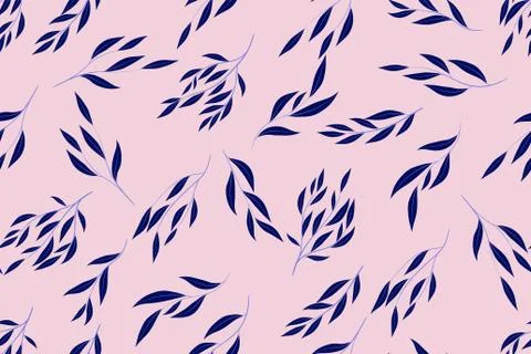 Bright Floral Seamless Pattern. Vector Eucalyptus Leaves and Beautiful Blosso Stock Illustration