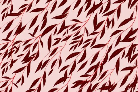 Bright Floral Seamless Pattern. Vector Eucalyptus Leaves and Beautiful Blosso Stock Illustration