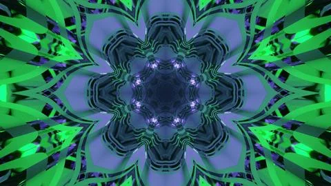 Bright flower kaleidoscope pattern 3d illustration 库存插图