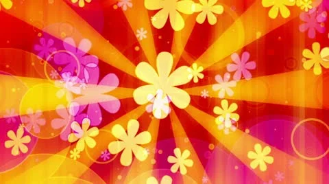 Bright Flowers Retro Looping Animated Background Stock Footage
