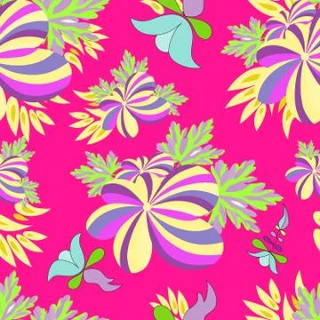 Bright flowers seamless vector pattern for your design Stock Illustration
