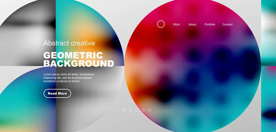 Bright fluid gradient circles abstract background. Business or technology design Illustrazione stock
