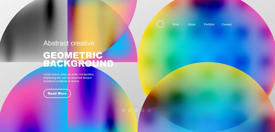 Bright fluid gradient circles abstract background. Business or technology design Illustrazione stock