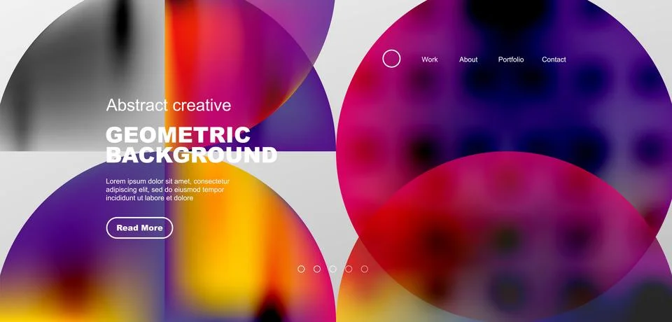 Bright fluid gradient circles abstract background. Business or technology design Illustrazione stock