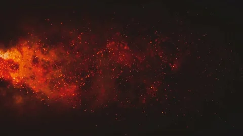 Bright flying sparks of particles on a red background. Stock Footage 220194127