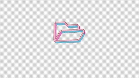 Bright folder open icon is jumping merrily. Retro style. Alpha channel black. Stock Footage 252903625