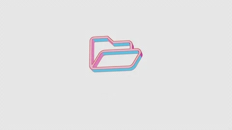 Bright folder open icon is jumping merrily. Retro style. Alpha channel black. Stock Footage 252903631